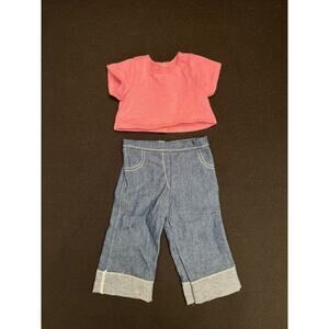 American Girl Doll Pink Short Sleeve Top And Blue Denim Jeans Outfit